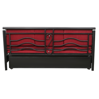 Black Crossandra Hydraulic Storage Metal Sofa Bed with Mattress & Pillow (Color - Red)