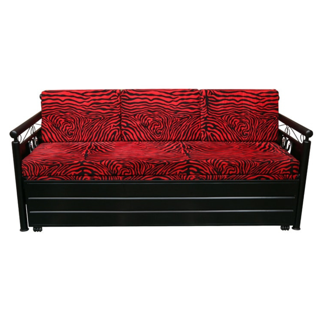 Black Crossandra Hydraulic Storage Metal Sofa Bed with Mattress & Pillow (Color - Multi)