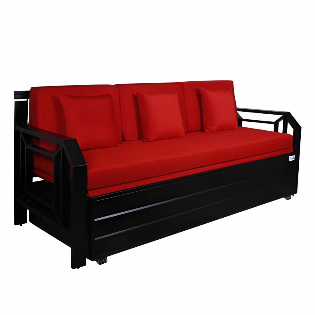 Black Kingston Hydraulic Storage Metal Sofa Bed with Mattress & Pillow (Color - Red)