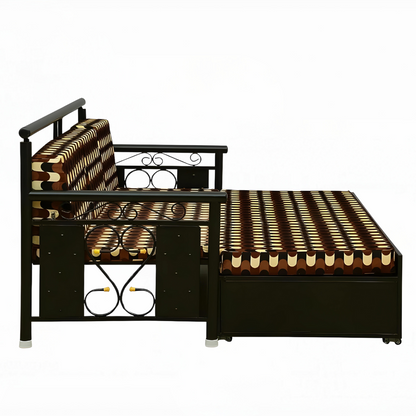 Black Crossandra Hydraulic Storage Metal Sofa Bed with Mattress & Pillow (Color - Multi)