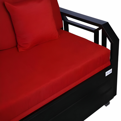 Black Kingston Hydraulic Storage Metal Sofa Bed with Mattress & Pillow (Color - Red)