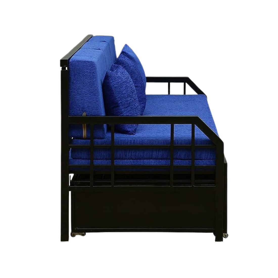 Black Orchid Hydraulic Storage Metal Sofa Bed with Mattress & Pillow (Color - Blue)