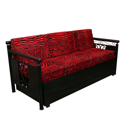 Black Crossandra Hydraulic Storage Metal Sofa Bed with Mattress & Pillow (Color - Multi)