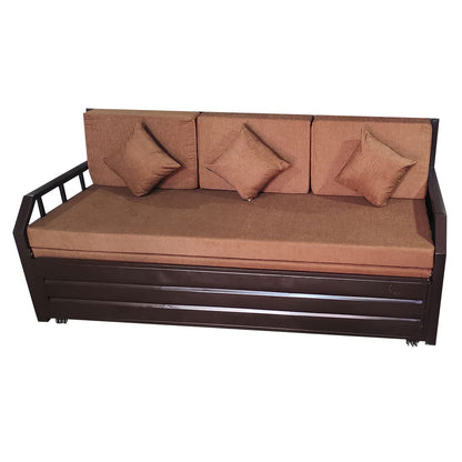 Black Allure Hydraulic Storage Metal Sofa Cum Bed with Mattress & Pillow (Color - Brown)