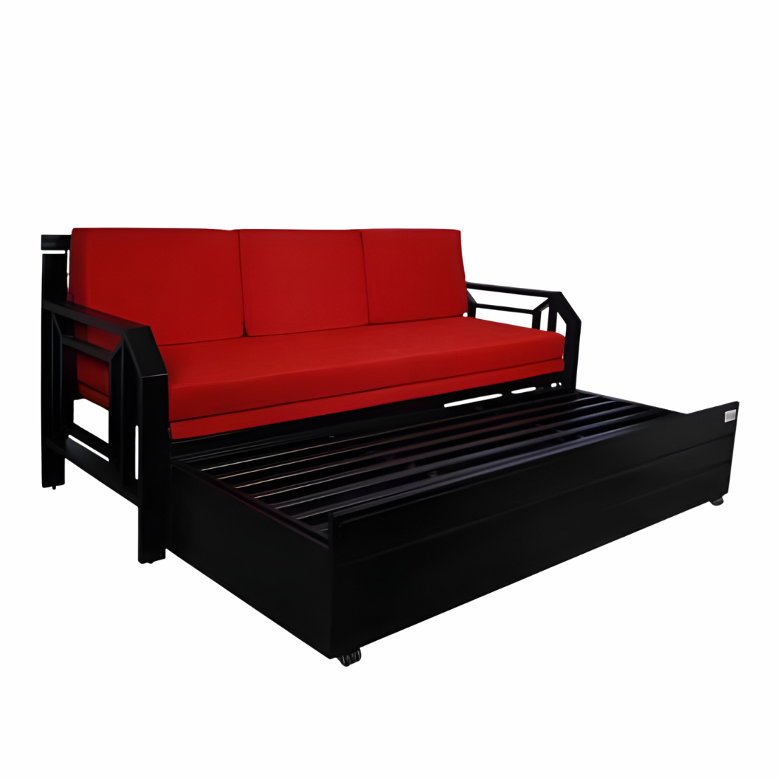 Black Kingston Hydraulic Storage Metal Sofa Bed with Mattress & Pillow (Color - Red)