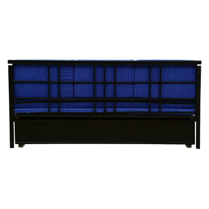 Black Orchid Hydraulic Storage Metal Sofa Bed with Mattress & Pillow (Color - Blue)