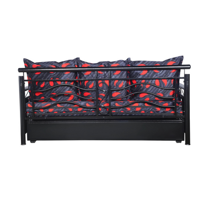 Black Crossandra Hydraulic Storage Metal Sofa Bed with Mattress & Pillow (Color - Multi)