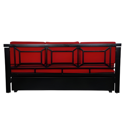 Black Kingston Hydraulic Storage Metal Sofa Bed with Mattress & Pillow (Color - Red)