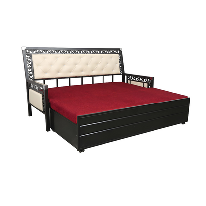 Black Romania Hydraulic Storage Metal Sofa Bed with Mattress & Pillow (Color - Red)