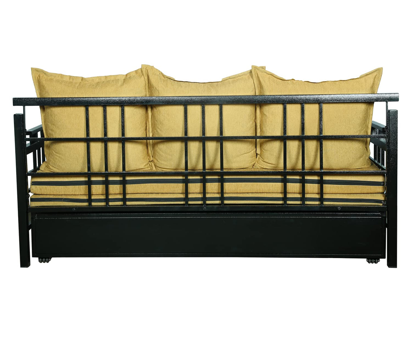 Black Balasam Hydraulic Storage Metal Sofa Cum Bed with Mattress & Pillow (Color - Camel)