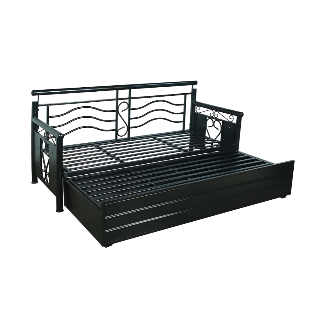 Black Crossandra Hydraulic Storage Metal Sofa Bed with Mattress & Pillow (Color - Multi)