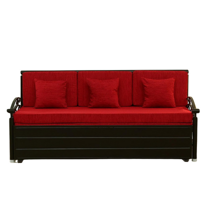 Black Sofia Hydraulic Storage Metal Sofa Bed with Mattress & Pillow (Color - Red)