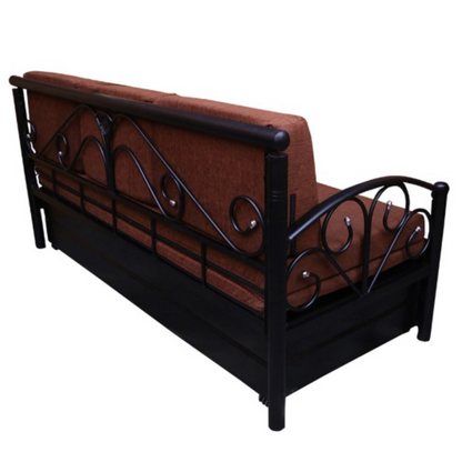 Black Lily Hydraulic Storage Metal Sofa Cum Bed with Mattress & Pillow (Color - Brown)