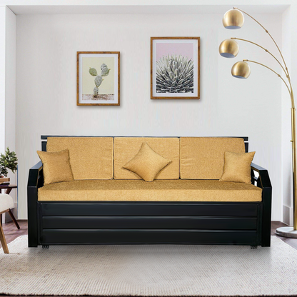 Black Kingston Hydraulic Storage Metal Sofa Bed with Mattress & Pillow (Color - Camel)