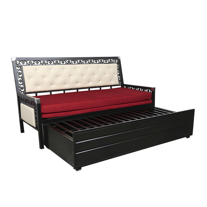 Black Romania Hydraulic Storage Metal Sofa Bed with Mattress & Pillow (Color - Red)