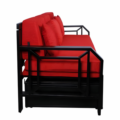 Black Kingston Hydraulic Storage Metal Sofa Bed with Mattress & Pillow (Color - Red)