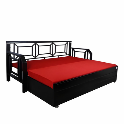 Black Kingston Hydraulic Storage Metal Sofa Bed with Mattress & Pillow (Color - Red)