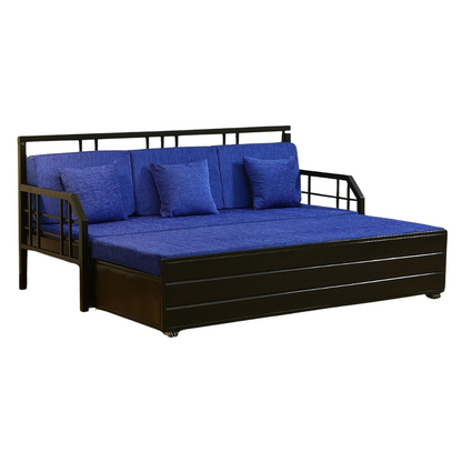 Black Orchid Hydraulic Storage Metal Sofa Bed with Mattress & Pillow (Color - Blue)