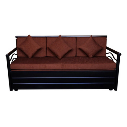 Black Nancy Hydraulic Storage Metal Sofa Bed with Mattress & Pillow (Color - Brown)