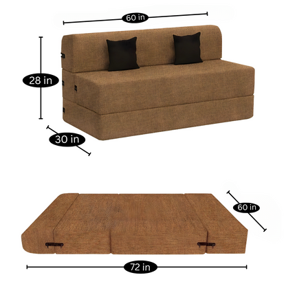 Lacy Camel Foldable Mattress Sofa Bed with Black Cushion