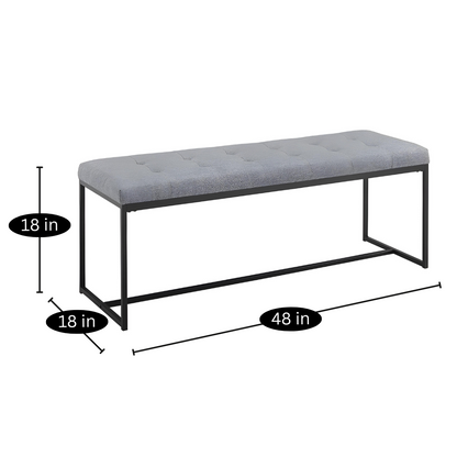 Grace Black Ottoman Metal Bench with Grey Cushion