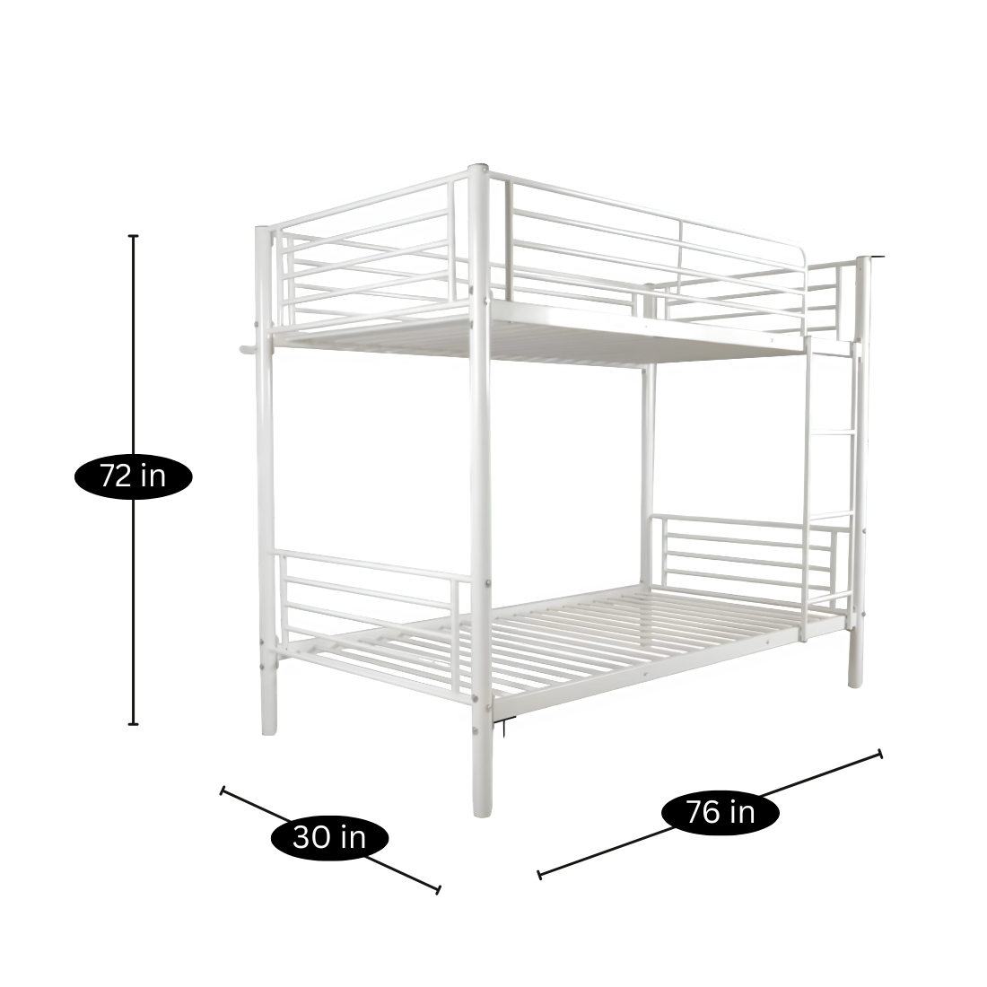 Maffie Metal Bunk Bed in White Color