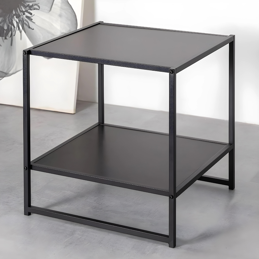 Metal Side Table in Black Finish and Powder Coating