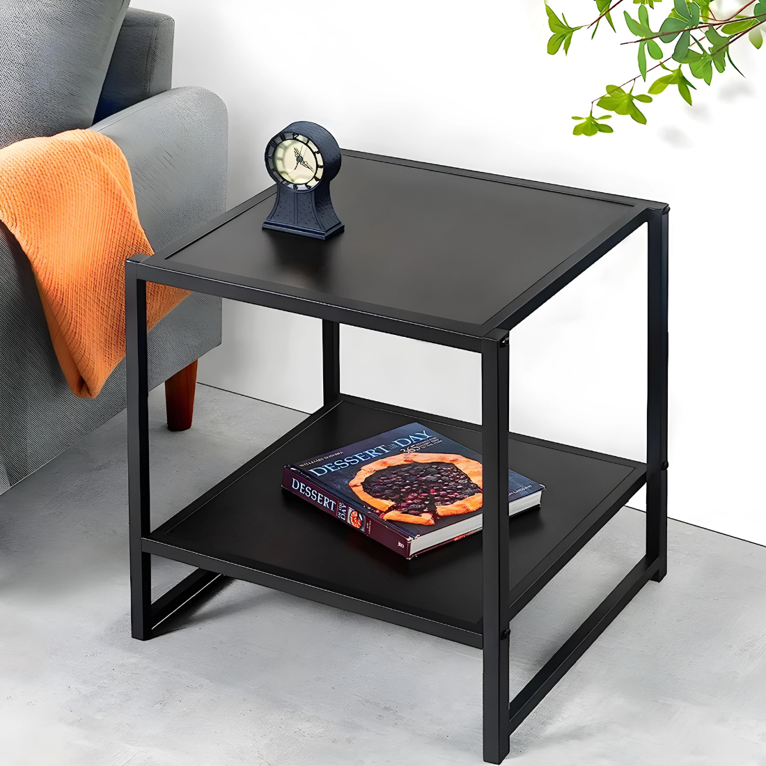 Metal Side Table in Black Finish and Powder Coating